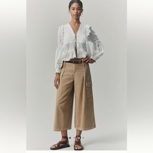 Pilcro Cotton Crop Wide-leg Pants